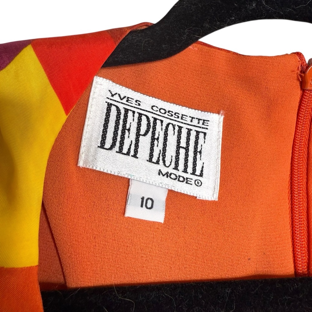 Vintage Yves Cossette Depeche Mode Sunset Geometric Shift Dress Beaded 80’s 90’s - Picture 4 of 8